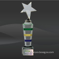 Colorful Crystal Star Award Trophy with Black Crystal Base